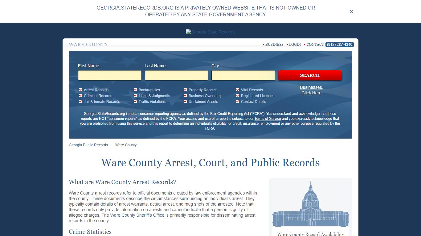 Ware County Arrest, Court, and Public Records