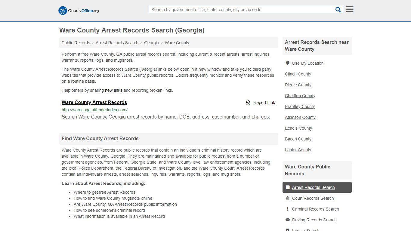 Arrest Records Search - Ware County, GA (Arrests & Mugshots)